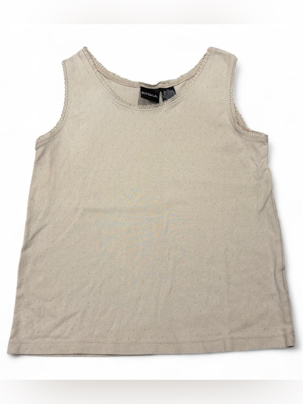 90’s vintage Erika pointelle tank top with lace trim